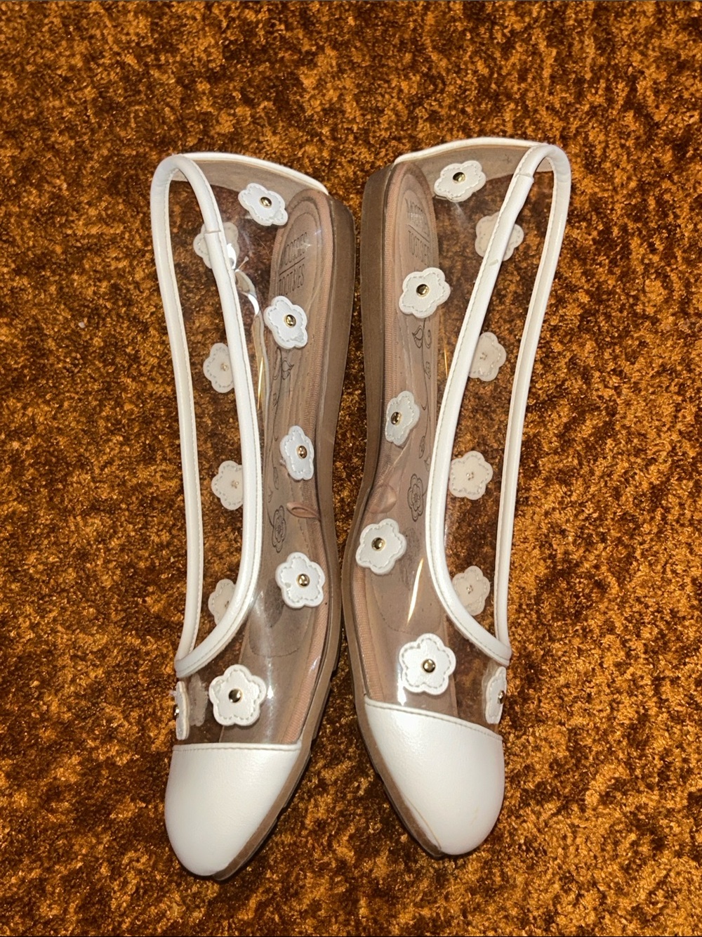 Mootsies Tootsies White and Clear Floral Cap-Toe Ballet Flats - Picture 2 of 5